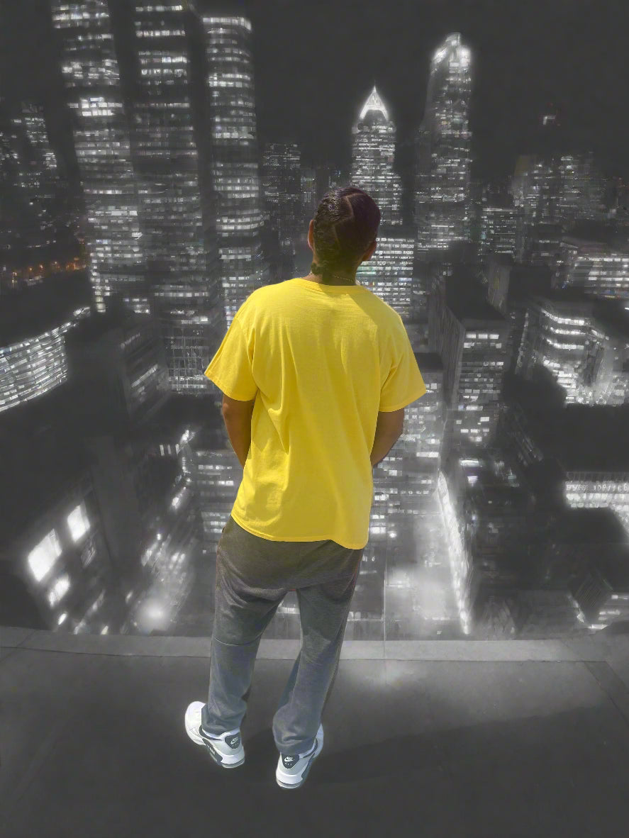 Yellow T-shirt back view