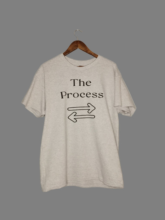 gray t-shirt with hanger front view